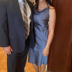 Satin Cross-Back Midi Dress